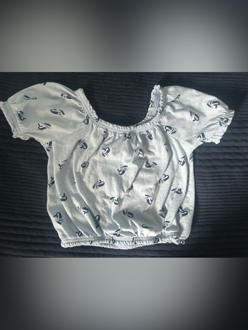 Old Navy White Short Sleeve Peasant Top with Mermaid Print